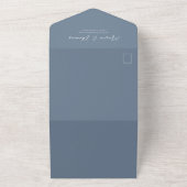 Invitation Tout En Un Élégant Vellum Photo Overlay Dusty Blue | Code QR (Dehors)