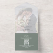 Invitation Tout En Un Élégant Vellum Photo Overlay Green | QR Code RSVP (À l'intérieur)