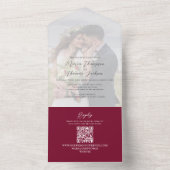 Invitation Tout En Un Élégant Vellum Photo superposition Bourgogne | Cod (À l'intérieur)