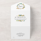 Invitation Tout En Un Elégant vert Mariage jaune avec RSVP perforé (Dehors)