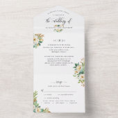 Invitation Tout En Un Elégant vert Mariage jaune avec RSVP perforé (À l'intérieur)