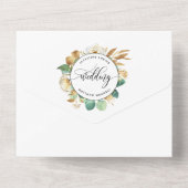 Invitation Tout En Un Elégant vert Mariage jaune avec RSVP perforé (Verso)