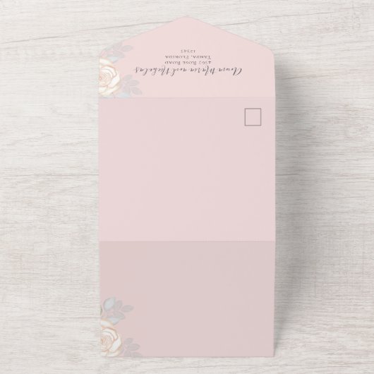 Invitation Tout En Un Elégant vert moderne Aquarelle Floral QR Code (Dehors)