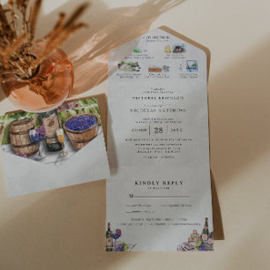 Invitation Tout En Un Elégant vignoble tout en un mariage Inviter