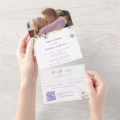 Invitation Tout En Un Élégant violet jaune Mariage photo (Déchirure)