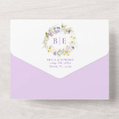 Invitation Tout En Un Élégant violet jaune Mariage photo (Verso)