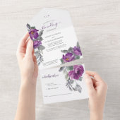 Invitation Tout En Un Élégant violet Mariage d'aquarelle (Déchirure)