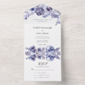 Invitation Tout En Un Elégant violet Rose Floral Soirée d'hiver Mariage (À l'intérieur)