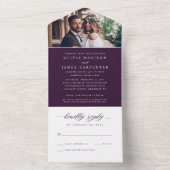 Invitation Tout En Un Élégant violet violet moderne photo Mariage RSVP (À l'intérieur)