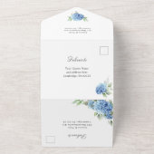Invitation Tout En Un Elégante aquarelle bleu Hydrangea Mariage floral (Dehors)