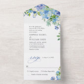 Invitation Tout En Un Elégante aquarelle bleu Hydrangea Mariage floral (À l'intérieur)