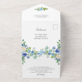 Invitation Tout En Un Elégante aquarelle bleu Hydrangea Mariage floral (Dehors)