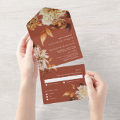 Invitation Tout En Un Elégante aquarelle d'automne Flora Mariage en terr (Déchirure)