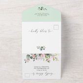 Invitation Tout En Un Elégante aquarelle Eucalyptus Mariage vert (Dehors)