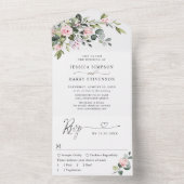 Invitation Tout En Un Elégante aquarelle Eucalyptus Mariage vert (À l'intérieur)