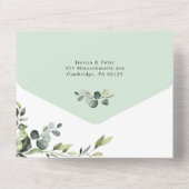 Invitation Tout En Un Elégante aquarelle Eucalyptus Mariage vert (Verso)