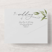 Invitation Tout En Un Elégante aquarelle Eucalyptus rustique (Verso)