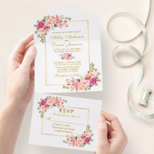 Elégante aquarelle Floral Rose Blush Gold