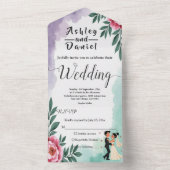 Invitation Tout En Un Elégante Aquarelle Florale Mariée Et Mariage De Ch (À l'intérieur)