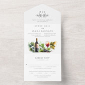 Invitation Tout En Un Elégante aquarelle Monogram Vineyard Mariage (À l'intérieur)