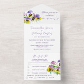 Invitation Tout En Un Elégante aquarelle Pansies Mariage Floral (À l'intérieur)