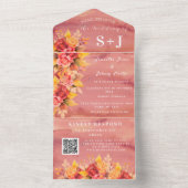 Invitation Tout En Un Elégante aquarelle Terracotta mariage floral RSVP (À l'intérieur)