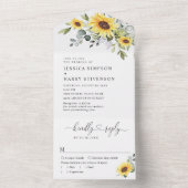 Invitation Tout En Un Elégante aquarelle tournesol Eucalyptus Mariage (À l'intérieur)