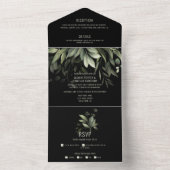 Invitation Tout En Un Elégante aquarelle verte sur Arrière - plan noir (À l'intérieur)