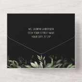 Invitation Tout En Un Elégante aquarelle verte sur Arrière - plan noir (Verso)