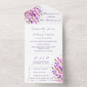 Invitation Tout En Un Elégante aquarelle violet Floral Lilac Mariage Tou (À l'intérieur)