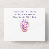 Invitation Tout En Un Elégante aquarelle violet Floral Lilac Mariage Tou (Verso)