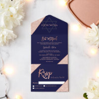 Élégante Bar Mitzvah rose gold pailleté bleu marin