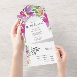Invitation Tout En Un Elégante Bohème Chic Fleurs Artistiques