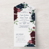 Invitation Tout En Un Elégante Bourgogne & Marine Tout en un (À l'intérieur)