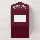 Invitation Tout En Un Elégante, Bourgogne Marsala Aquarelle Florale (Dehors)