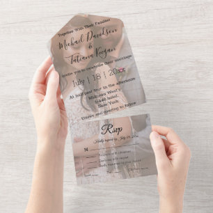 Invitation Tout En Un élégante calligraphie chic photo de jour de mariag