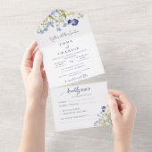 Invitation Tout En Un Élégante calligraphie Fleur sauvage Mariage rustiq (Déchirure)