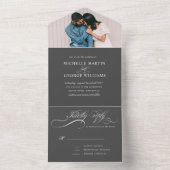 Invitation Tout En Un élégante calligraphie grise (pas de VV nécessaire) (À l'intérieur)