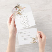 Invitation Tout En Un Élégante calligraphie Pampas Grass Mariage (Déchirure)