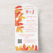 Invitation Tout En Un Elégante Chute Aquarelle Orange Feuille Mariage RS (À l'intérieur)