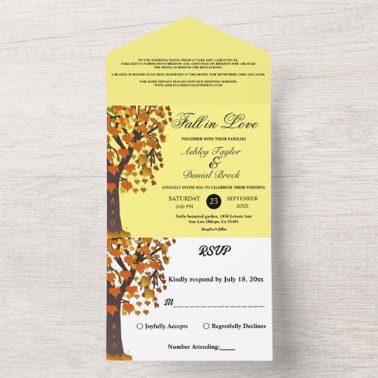 Invitation Tout En Un Élégante chute en amour arbre sculpté Romantique M (À l'intérieur)