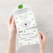 Invitation Tout En Un Élégante chute en amour Vert Feuille Mariage de au (Déchirure)