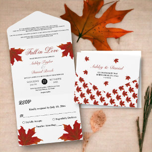 Invitation Tout En Un Élégante chute rustique en amour Mariage de automn