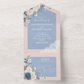 Invitation Tout En Un Elégante dentelle rustique rose-bleu-bleu-bleu-ble (À l'intérieur)