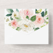 Invitation Tout En Un Élégante Fête des mariées florale Blush (Verso)