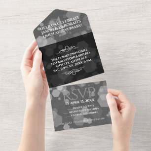 Invitation Tout En Un Élégante fête du 4e anniversaire du Mariage de lin