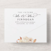 Invitation Tout En Un Élégante Fleurs d'automne Script Mariage moderne (Verso)