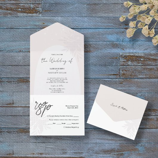 Invitation Tout En Un Élégante Fleurs de dentelle blanche romantique