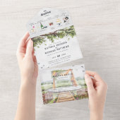 Invitation Tout En Un Élégante forêt boisée | Mariage illustré (Déchirure)