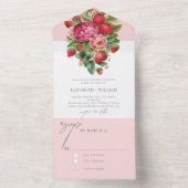 Invitation Tout En Un Elégante fraise et pivoines Mariage Rsvp (À l'intérieur)